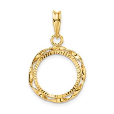 Trime Three Cent Silver 3¢ Coin Bezel 14mm Rope Prong 14k Yellow Gold