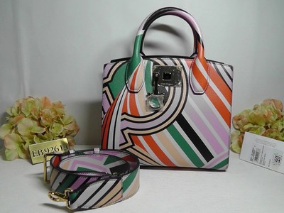 SALVATORE FERRAGAMO The Studio Box SUNRISE Gancio Print Leather Handbag***NWT