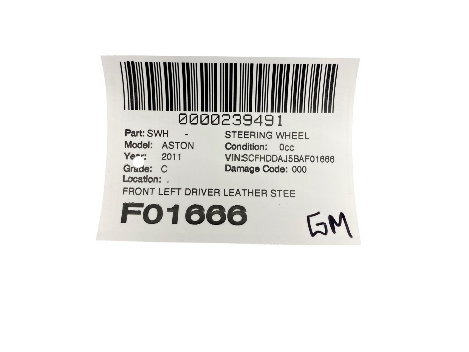 2010-2019 Aston Martin Rapide DDAJ FRONT LEFT LEATHER STEERING WHEEL *WEAR*