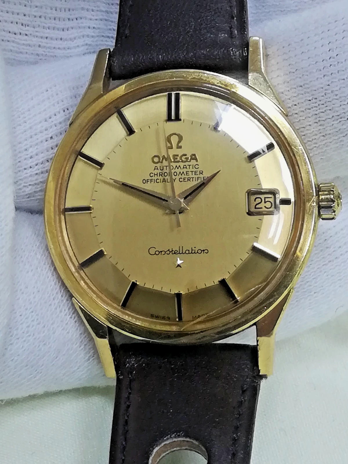 Ω OMEGA Constellation, Gold 18k, vintage, 1966, Pie Pan, Dog Leg image 2