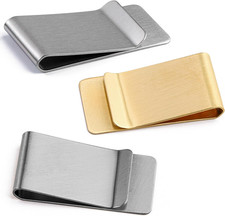 3 Pack Small Men'S Slim Money Clip, Stainless Steel Credit Business Card Holder,