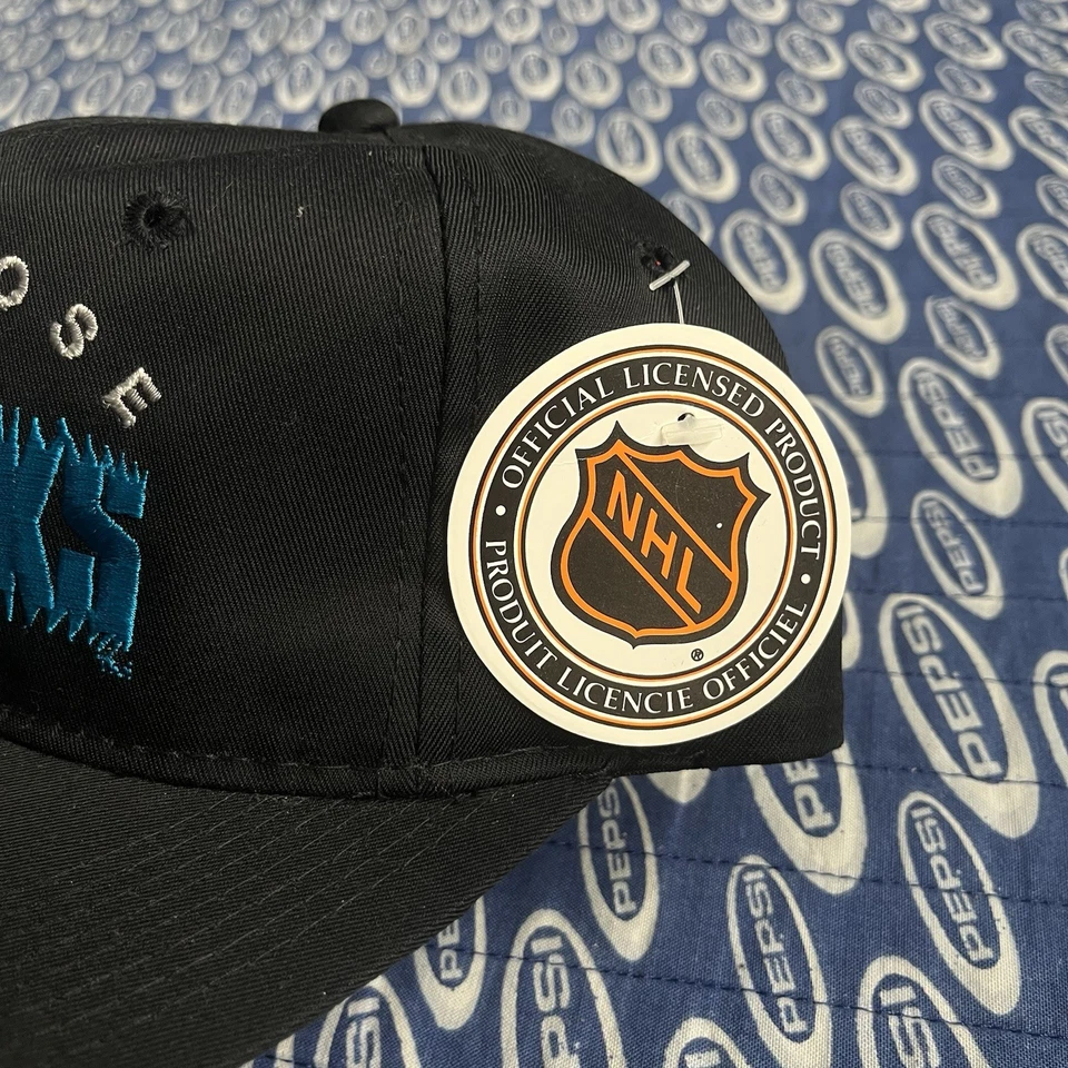 Vintage The G Cap Youngan San Jose Sharks Black SnapBack Chomp Bite NWT - Image 3 of 4