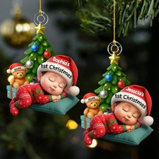 Personalized Baby's First Christmas Ornament Custom Newborn 2025 Acrylic