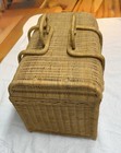 Vintage Wicker Picnic Basket Set w Plates, Glass, Cutlery and Drawstring Bags — photo 2