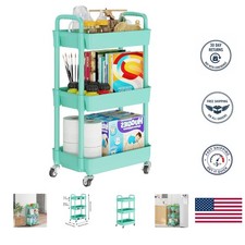 Elegant 3-Tier Rolling Cart with Wheels - Versatile Kitchen Bathroom Organizer