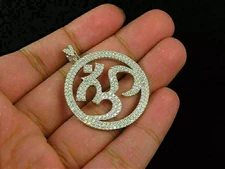 2.80 Ct Round Cut Diamond Pretty Hindu OM Medallion Pendant 14K White Gold Over