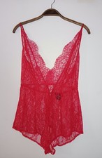 Victoria's Secret Lace Teddy Romper Lingerie Red Size S NWT