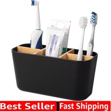 Toothbrush Holders for Bathrooms, Bamboo Tooth Brush Holder with 5 Slots Bath...
