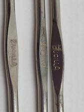 3~Crochet Bucilla size 7, 8 crochet hook made in USA 5" metal Vintage