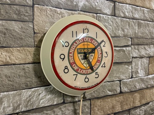VTG 40s INGRAHAM STANDARD OIL OLD CÖNOCO GAS STATION ADVERTISING WALL CLOCK SIGN