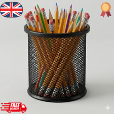 Desk Tidy Mesh Pen Pot Holder Pencil Stationery Office Organiser Storage Case