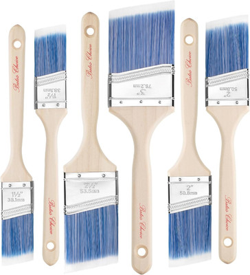 Bates 6-Pack Angle Paint Brushes, Assorted Sizes, Wood Handles for Walls & Furni