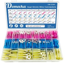 260PCS Heat Shrink Ring Connectors Kit Automotive Marine Electrical Terminals...