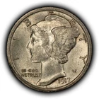 1917 10c Mercury Silver Dime - FSB Full Split Bands - AU/UNC - SKU-Z6755