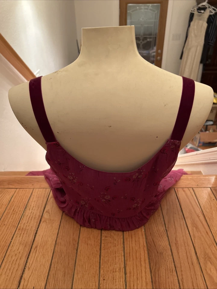 Vestido JILL STEWART DE COLECCIÓN PARA MUJER Talla 6 Seda y Forrado Terciopelo Correas Magenta y Floral Foto 4 de 4