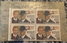 US Scott # C114, Sperry Brothers, Plate Block of (4) 1985 39¢ Airmail Stamps MNH