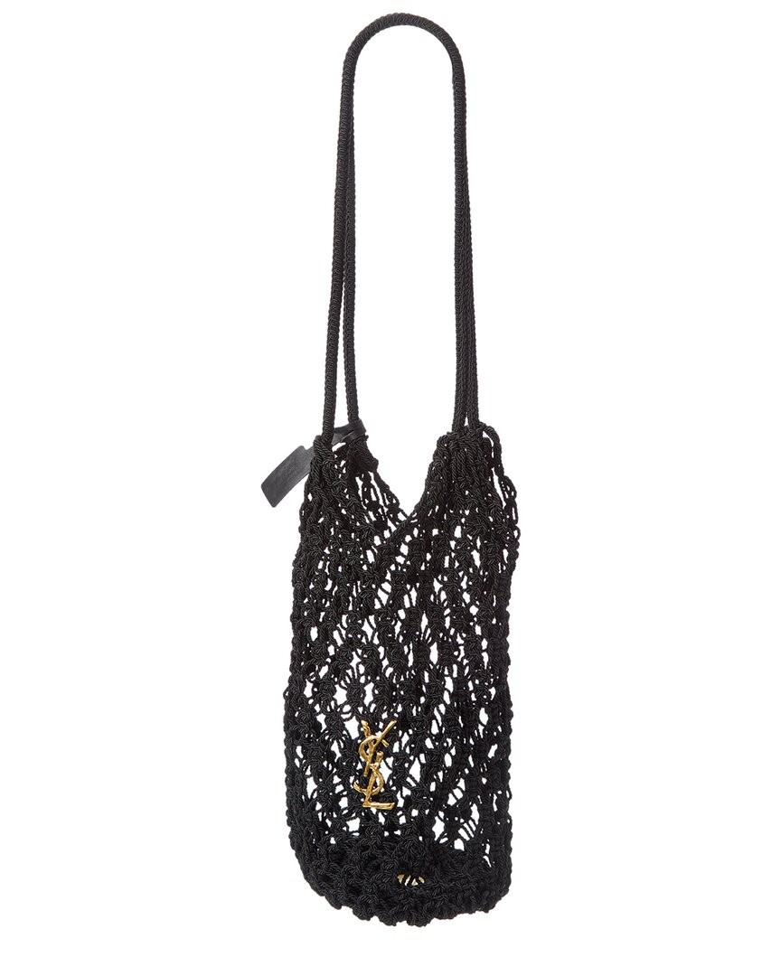 Saint Laurent Cassandre Large Crochet Tote Women's Black