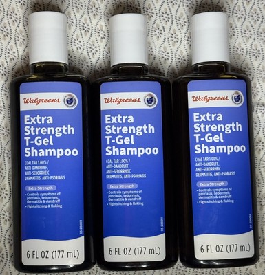 3X Walgreens T-Gel Extra Strength Shampoo Coal Tar 6oz Compares
