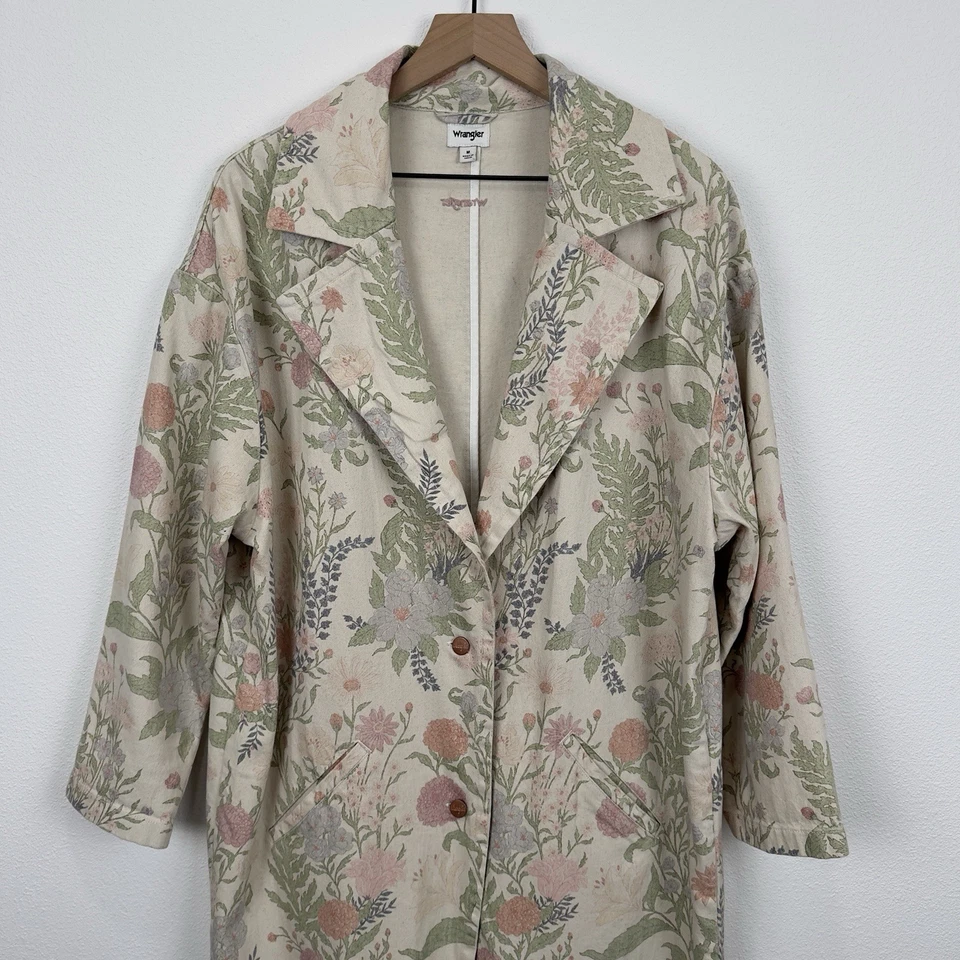 Chaqueta Wrangler X Free People Mujer M Floral Larga Denim Trinchera Bohemia Indie Foto 2 de 4
