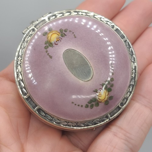 Vintage Art Deco Compact Purple Enamel Guilloche - Picture 2 of 14