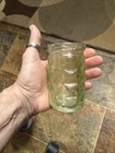 GREEN FROSTED Jelly Jar Juice Glasses VTG Set of 6 "S" embossed bottom 4" QUILT — photo 3