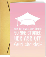 Funny Graduation Card for Her, College Graduation Gift for Daughter