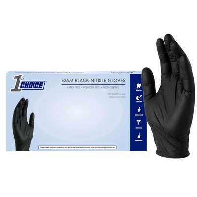 1st Choice Black Nitrile Gloves, Large, Box of 100 Large (Pack 100), 