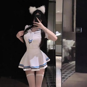 Sexy Lingerie Student jk Sailor Unifom Costume Nightwear Babydoll Mini Skirt