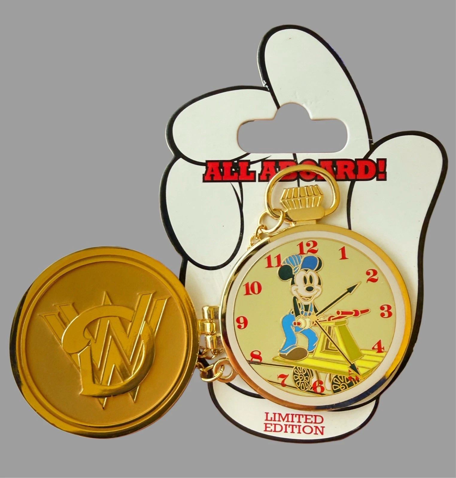 Rare Disney All Aboard! Mickey Mouse Pocket Watch LE 1500 pin