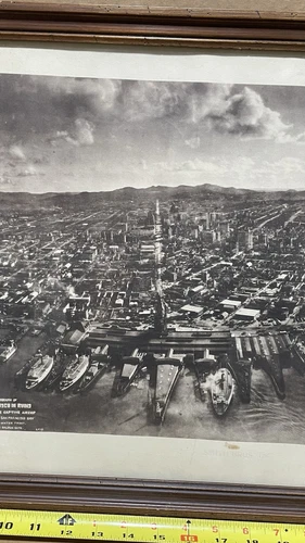 1906 San Francisco Earthquake Aerial Panorama Photo, Genuine Silver Print 12x36 - Picture 5 of 16