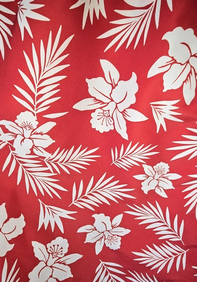 Lands' End Men's Swim Trunks Sz M 32/34 Red White Tropical Print Pull-On Beach - Image 4 of 4