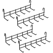 4 PCS Metal Grid Hooks Rack For Wall Grid Panel Storage Display Black Rack