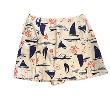 Vintage 70s Nautical Sailboat Skort Skirt Shorts size Medium miniskirt