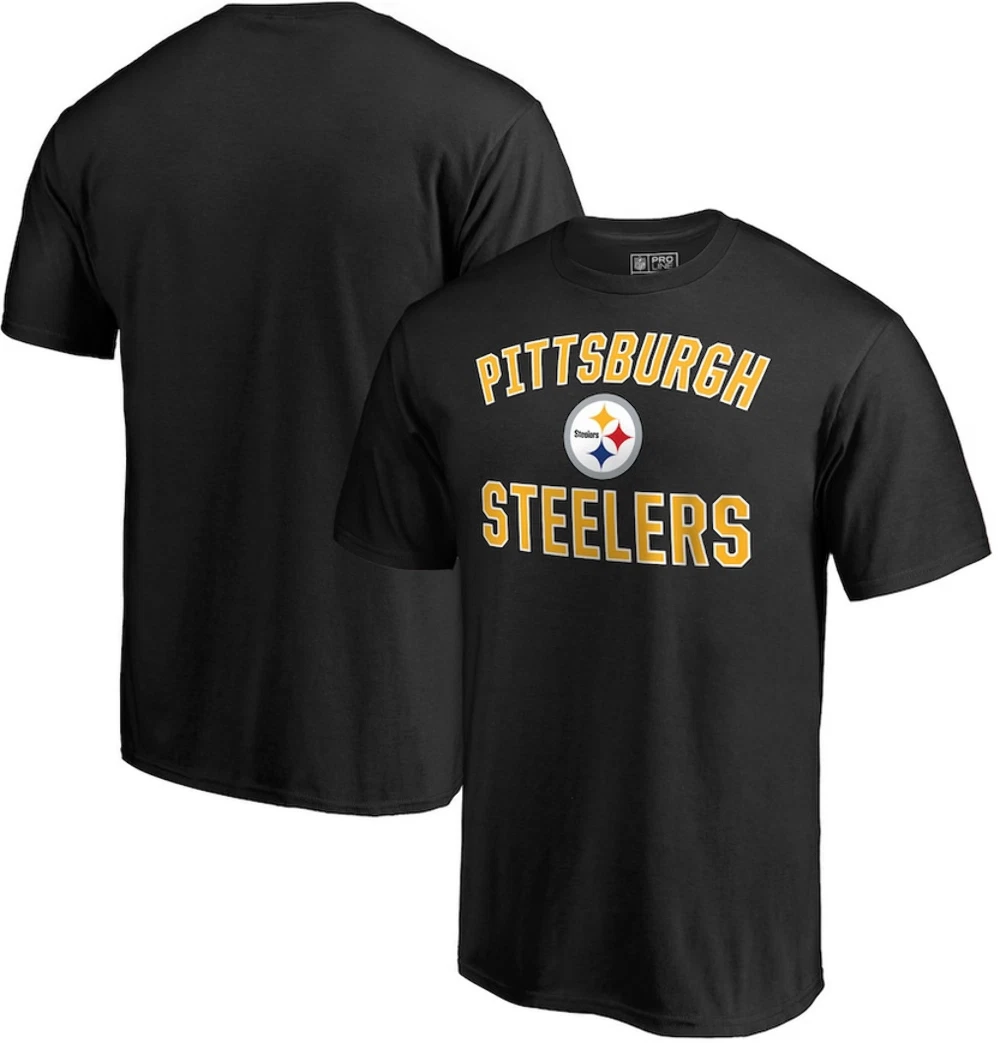 Pittsburgh Steeler Fanatics Black Victory Arch Short Sleeve T-Shirt