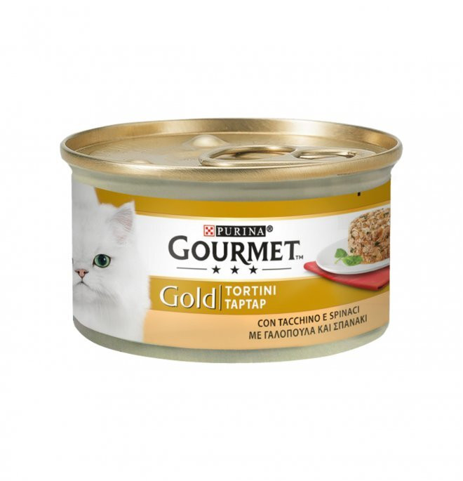 Lattina Gatto Gourmet GOLD TORTINI CON Tacchino e spinaci 85g