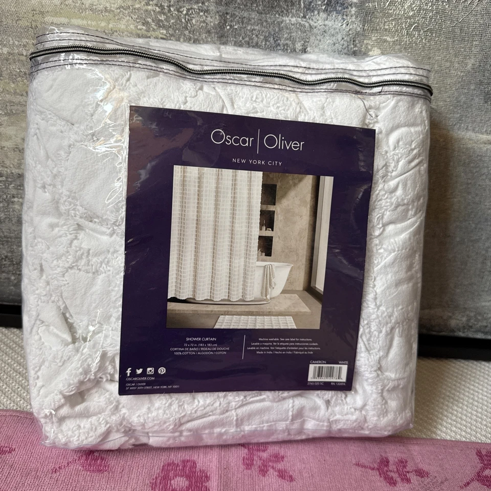 Cortina de Ducha Oscar Oliver Cameron Tamaño 72" x 72" Blanco Foto 3 de 4