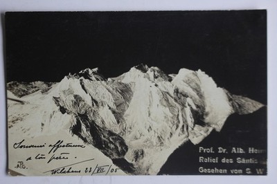 Prof Dr. Mountain Photo Card Alb. Home Relief of Säntis Suisse (42702)
