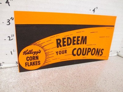 KELLOGG'S corn flakes cereal box 1950s grocery store window shelf sticker sign