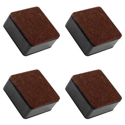 4 PCS 1.2 Inch Height Self-Adhesive Square Bed Risers Carbon Steel Solid Black