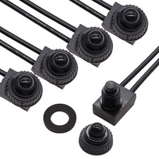 mxuteuk 5pcs 12V RV Waterproof Push Button Switch Black ON/Off SPST