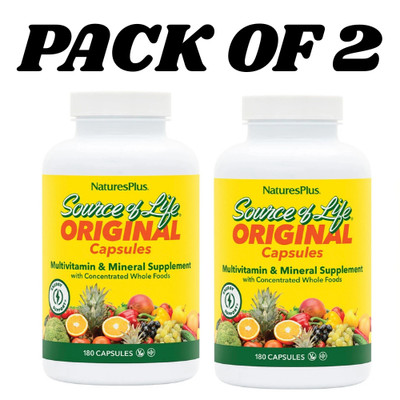 NaturesPlus Source of Life Multivitamin 180 Capsules   Pack of 2