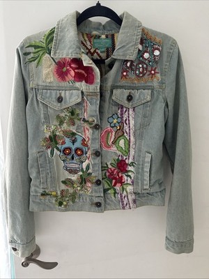 Antica Sartoria by Giacomo Cinque M Embellished Denim Jacket Skull Floral