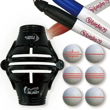 Natural Liner Golf Ball Marker - 360° Triple-Line Stencil with 3 Marker Pens