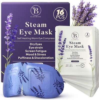 16 Pack Lavender Steam Eye Mask for Dryness, Puffiness, Strain & Relaxation, Hea