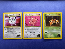 Pokemon Gym Challenge 1st Edition Erika’s Jigglypuff Clefairy Paras 3 Card Lot