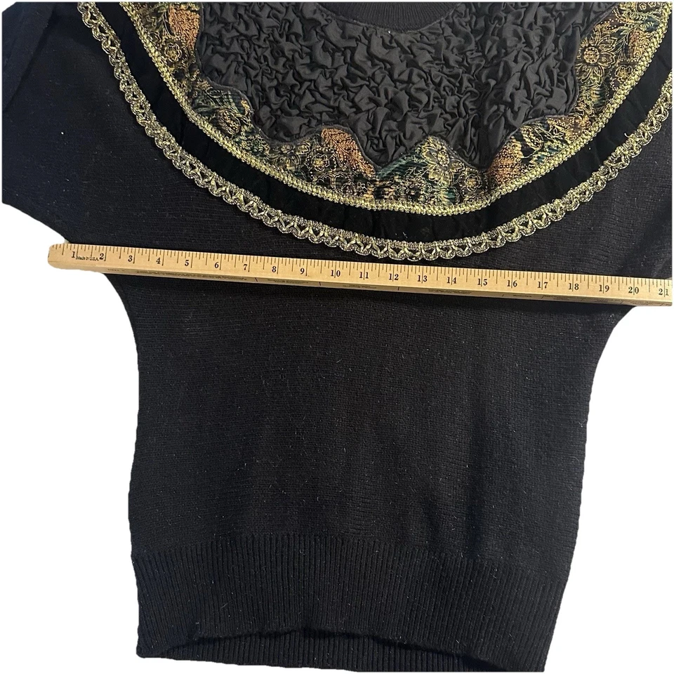 Suéter para mujer Carducci vintage raro años 80’s negro dorado talla M hombreras Foto 4 de 4