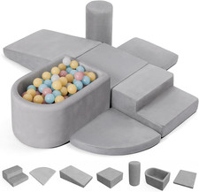 7-Piece Toddler Climbing Toys Indoor, Soft Foam Climbing Blocks with Ball Pit B