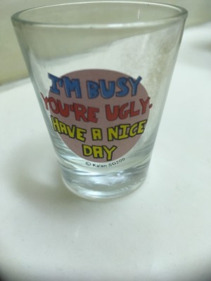 Shot glass: I'M Busy You're Ugly Have A Nice Day