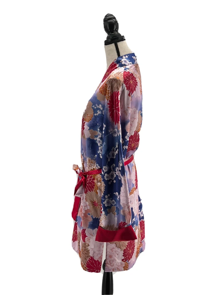 Anne Klein Mujer Kimono Rosa Mediano Floral Flor de Cerezo Asiático Hasta el Muslo Foto 2 de 4