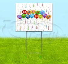 HAPPY BIRTHDAY 18x24 Yard Sign WITH STAKE Corrugated Bandit USA BUSINESS PARTY